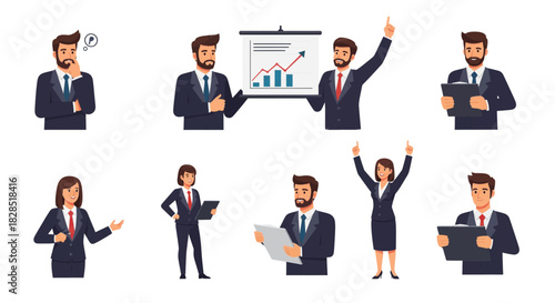 Collection of Business People in Various Poses and Actions.