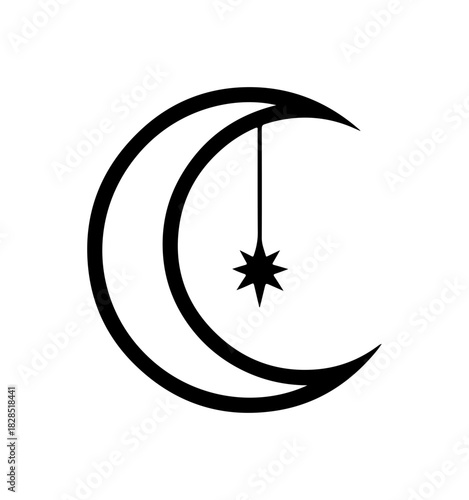 Elegant crescent moon with celestial star charm for dreamy branding and magical concepts