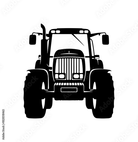 Powerful tractor silhouette for farming illustrations or agricultural themed designs projects