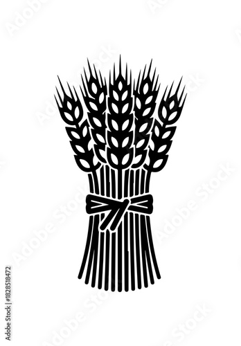 Harvest bounty wheat sheaf icon design for agriculture or bakery logo concepts, scalable graphic