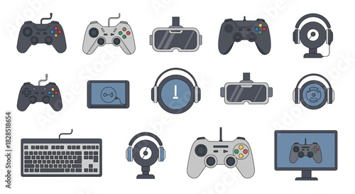 Collection of Gaming Accessories and Devices for Entertainment.