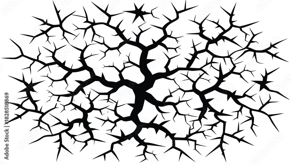 Obraz premium Abstract cracked pattern silhouette isolated on white background