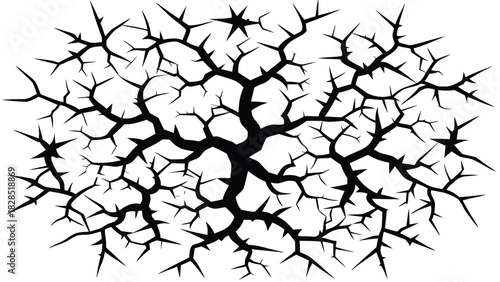 Abstract cracked pattern silhouette isolated on white background