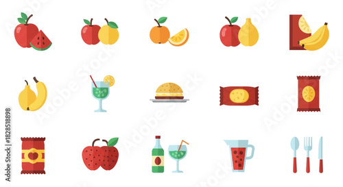Collection of Various Food and Drink Items.