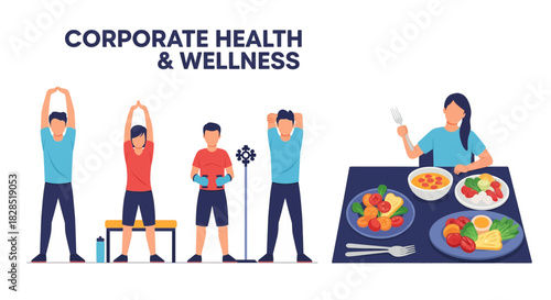 Corporate Health and Wellness Program Illustration.