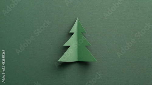 Minimalist Christmas tree silhouette, green background, perfect for holiday decorations, ideal for use on greeting cards, social media posts, banners, or seasonal design projects.