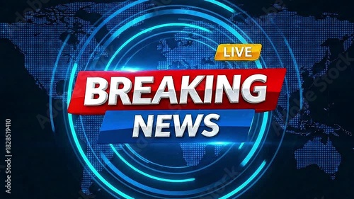 Breaking News logo animation template with futuristic technology background. For TV broadcast and social media platform template