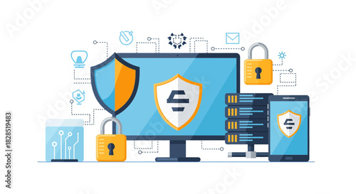 Digital Security and Data Protection Concept Illustration.