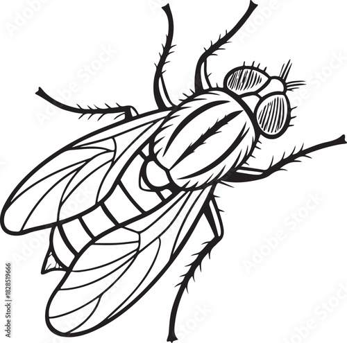 Cute cartoon vector illustration of a black wasp insect.