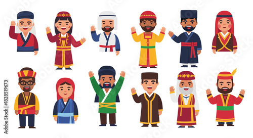 Diverse Group of People in Traditional Cultural Attire.