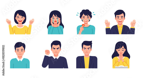 Diverse Human Emotions Illustrated Collection.