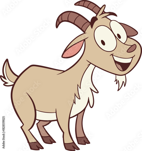 Cute baby goat cartoon vector illustration isolated on a white background