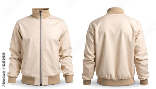 Bomber jacket mockup for clothing catalog, featuring a collection of apparel, perfect for design showcasing
