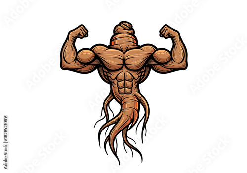 Muscular Ginseng Root Flexing Biceps