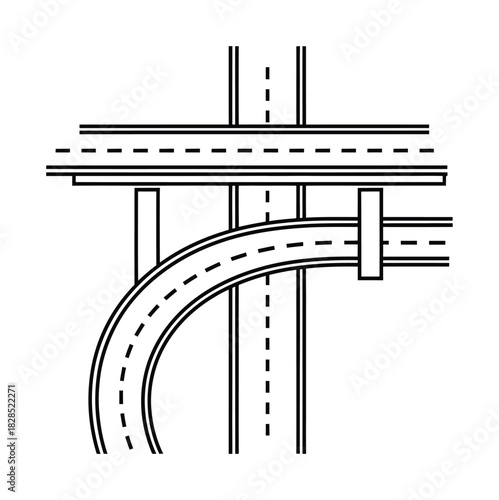Highway interchange road junction overpass transportation infrastructure eps silhouette