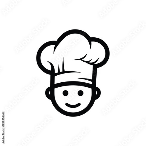 Chef Icon with Smiling Face cook hat toque smile restaurant kitchen food culinary profession occupation uniform head person male man