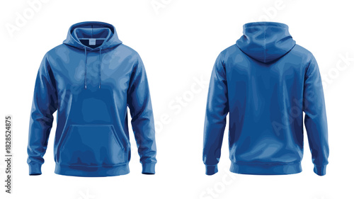 Blue Hoodie Displayed Front and Back on White Background sweatshirt hooded sweatshirt