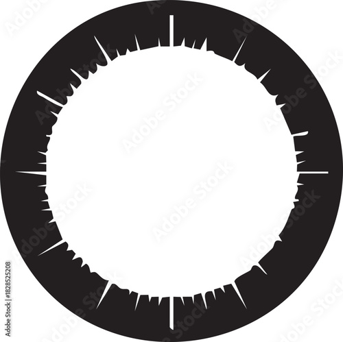 Collection of circular measurement and dial designs silhouette isolated on transparent background