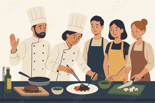 Culinary Class Learning Cooking Skills From Professional Chefs.