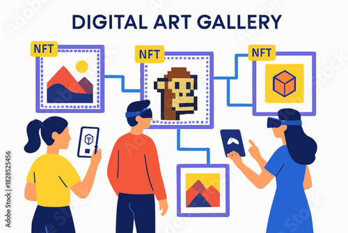 Digital Art Gallery Showcasing NFTs and Virtual Reality Experiences.