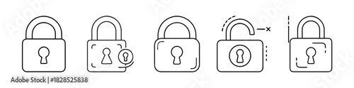 Security and protection padlock icons set for web and app interface