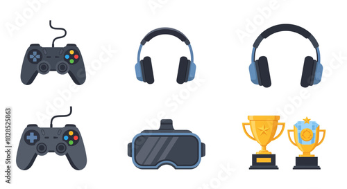 Gaming Accessories and Trophies Collection.