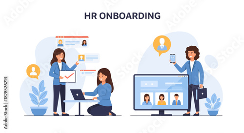 HR Onboarding Process Illustration for New Employees 1.