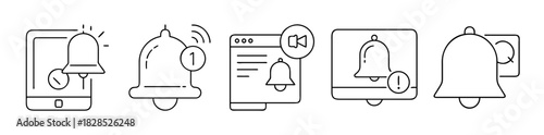 User interface notification bell icons, alerts, and reminders set