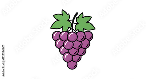 Vibrant bunch of ripe purple grapes with green leaves, a healthy and delicious fruit.