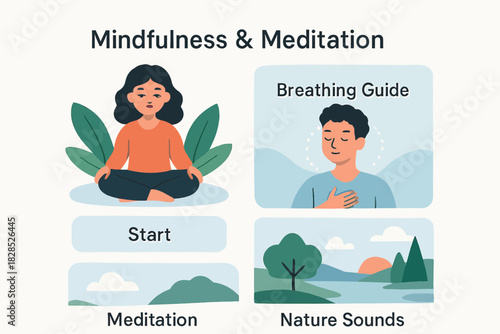 Mindfulness and Meditation App Interface Design.