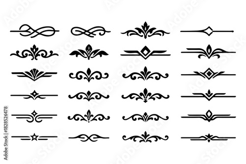Elegant vector flourishes and decorative dividers, ideal for classic design concepts. Enhance invitations, borders, and typography with sophisticated embellishments