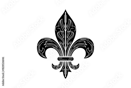 Emblematic and elegant ornamental concept of a stylized Fleur-de-lis symbol, representing timeless heraldic design, historical significance, and refined classical beauty through intricate detailing