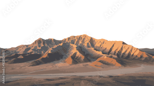 Majestic Mountain Range Illuminated by Golden Hour Sunlight with Rocky Terrain mountains landscape