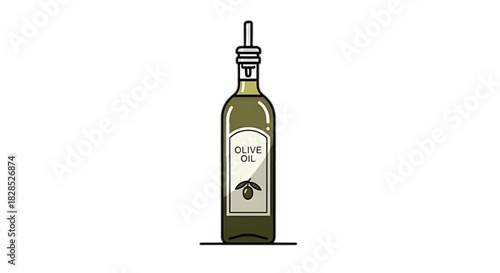 A bottle of premium olive oil with a pouring spout, ready for culinary use.