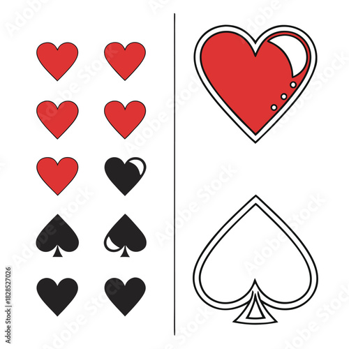 Playing Card Suits Hearts and Spades Symbols and Icons playing cards