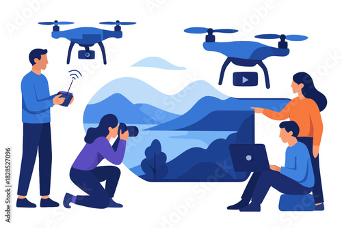 People Operating Drones for Photography and Videography.