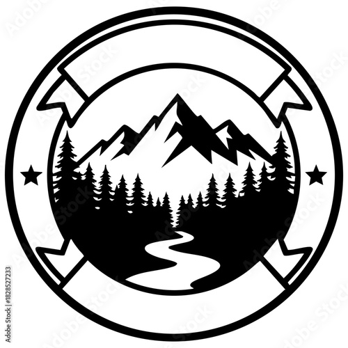 mountain forest badge template