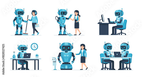 Robots Assisting Humans in Various Tasks and Scenarios.