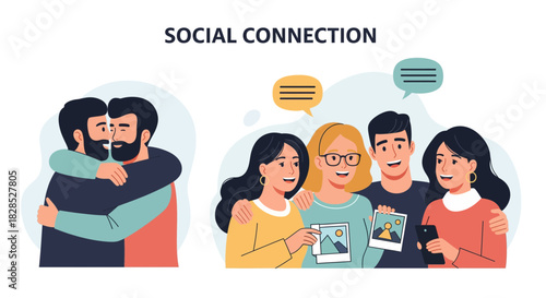 Social Connection Between Friends and Family Members.