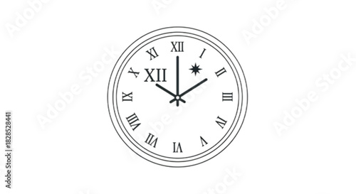 Classic clock face with Roman numerals showing precise time