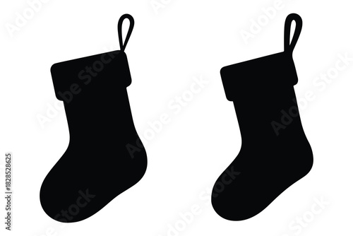 Christmas stocking silhouette vector, Christmas stocking icon