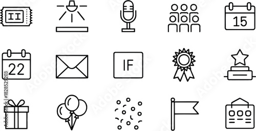 Black Icons White Create Stage Ticket Management Spotlight Thin Event Stub Line