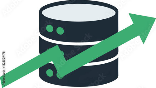 Upward Green Arrow Database Transparent Trend Growth Icon With Accents Background