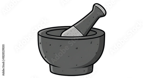 Stone mortar and pestle for grinding herbs and spices