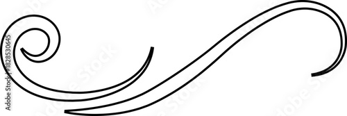 Elegant vintage calligraphic swirl, ornate decorative flourish classic filigree ornament swirl, curl, divider, scroll, border element, black line art design vector illustration