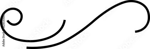 Elegant vintage calligraphic swirl, ornate decorative flourish classic filigree ornament swirl, curl, divider, scroll, border element, black line art design vector illustration