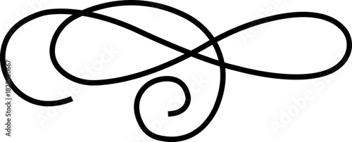 Elegant vintage calligraphic swirl, ornate decorative flourish classic filigree ornament swirl, curl, divider, scroll, border element, black line art design vector illustration