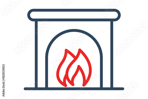 Fireplace icon. line icon style. icon related to christmas. holiday elements vector illustration