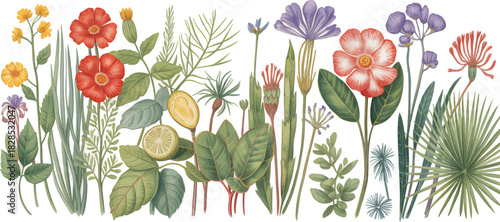 Watercolor Scientific Botanical Border Detailed Illustration With Accuracy