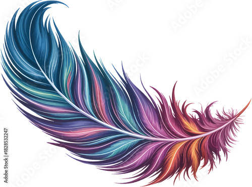 Digital Neon Plume Phoenix With Feather Background Transparent Veins